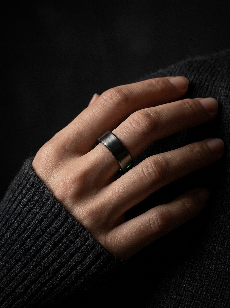 UbiRing worn on a hand in low evening light